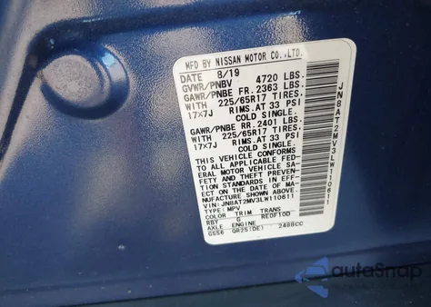 2020 Nissan Rogue Sv Intelligent Awd from USA, damaged, VIN JN8AT2MV3LW110611